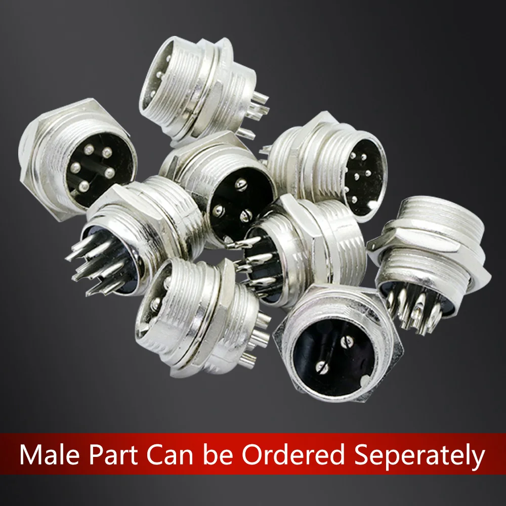 10sets/lot GX16 2/3/4/5/6/7/8/9 Pin Male & Female 16mm L70-78 Circular Aviation Socket Plug Wire Panel XLR Connector