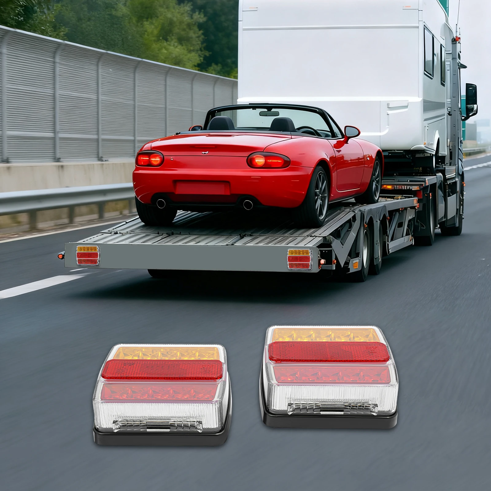 Ensemble de feux arrière de remorque LED, 12 V, avec prise à 7 broches, kit de feux arrière pour camions, remorques de moins de tracteurs 80''