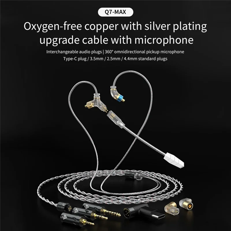 Uitstekende QKZ Q7-MAX Oortelefoon Upgrade Kabel Bedrade Oordopjes Dynamische Driver Hifi Bass Oortelefoon 2Pin 2Pin QDC Naar 2.5/3.5/4.4Mm Type