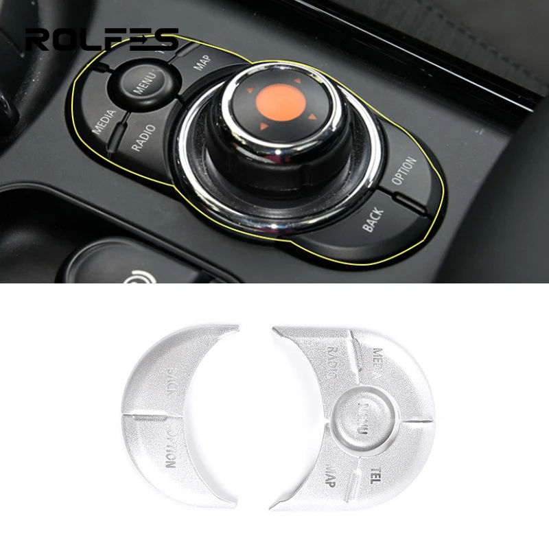 

ROLFES Console Multimedia Panel Button Cover Silver Sticker Knob Trim For MINI Cooper JCW F54 F55 F56 F60 2014-2021(RADIO Model)