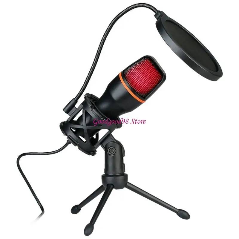 

Studio Grade USB Condenser Microphone Build-in LED Lights for Home Recording W8EC