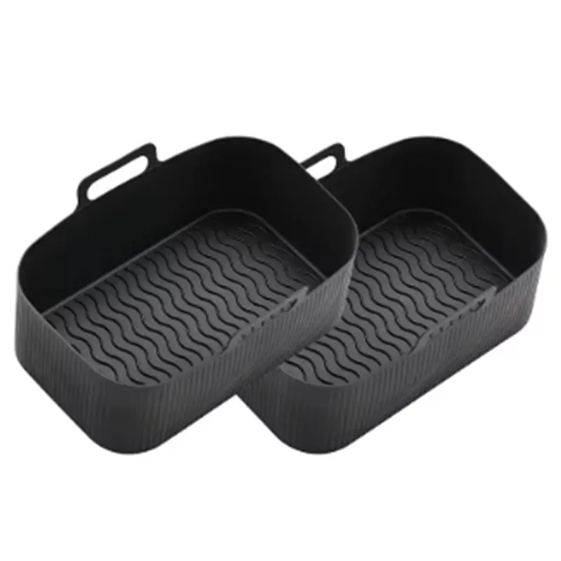 A59P New 4Pcs Silicone Pot For Air Fryer Foldable Basket Air Fryer Rack With Handles Black view 5