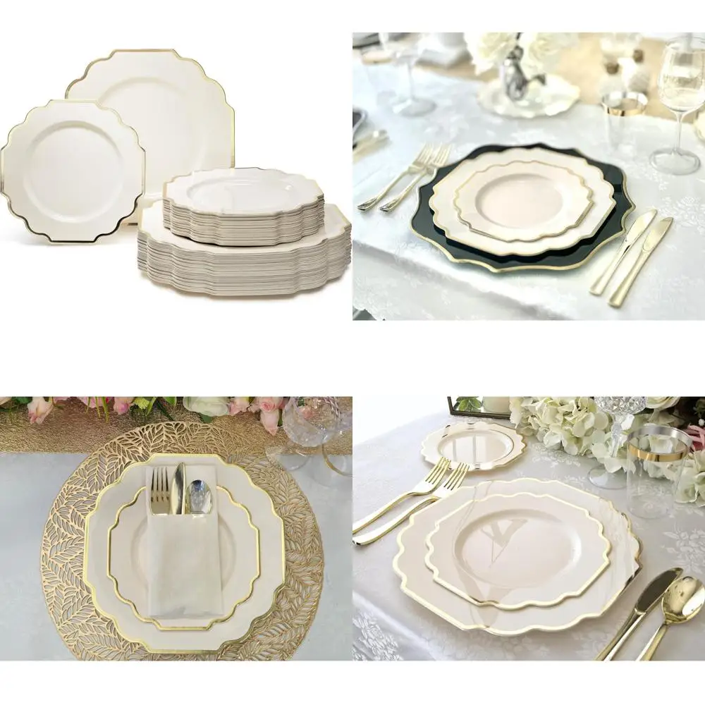 

Набор одноразовых пластиковых тарелок для тяжелого веса для 40 гостей — 40 обеденных тарелок 10,5 + 40 шт. 8 тарелок для салата, идеально подходит для свадьбы
