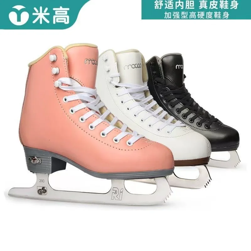 Genuine Leather Ice Figure Skates Shoes Professional Thermal Warm Thicken Skating Sneaker With Ice Blade For Kids Adult Teenager