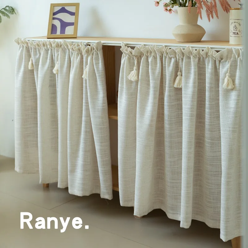 Japanese-style linen cabinet cover cover ugly curtain kitchen half  short curtain partition cabinet