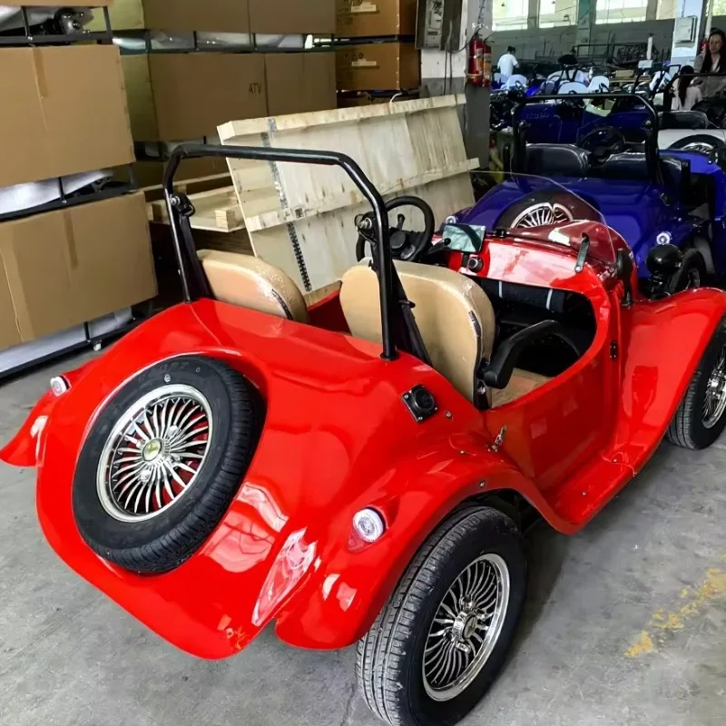 A customizable two-seater classic electric vehicle that can be driven by both adults and children.