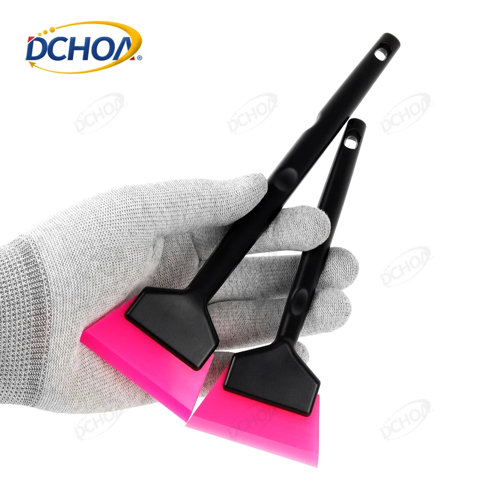 DCHOA Plastic Detail Scraper Long Short Handle Vinyl Wrap Window Tint Film Cleaning Tool Car Wrapping Squeegee Auto Accessories