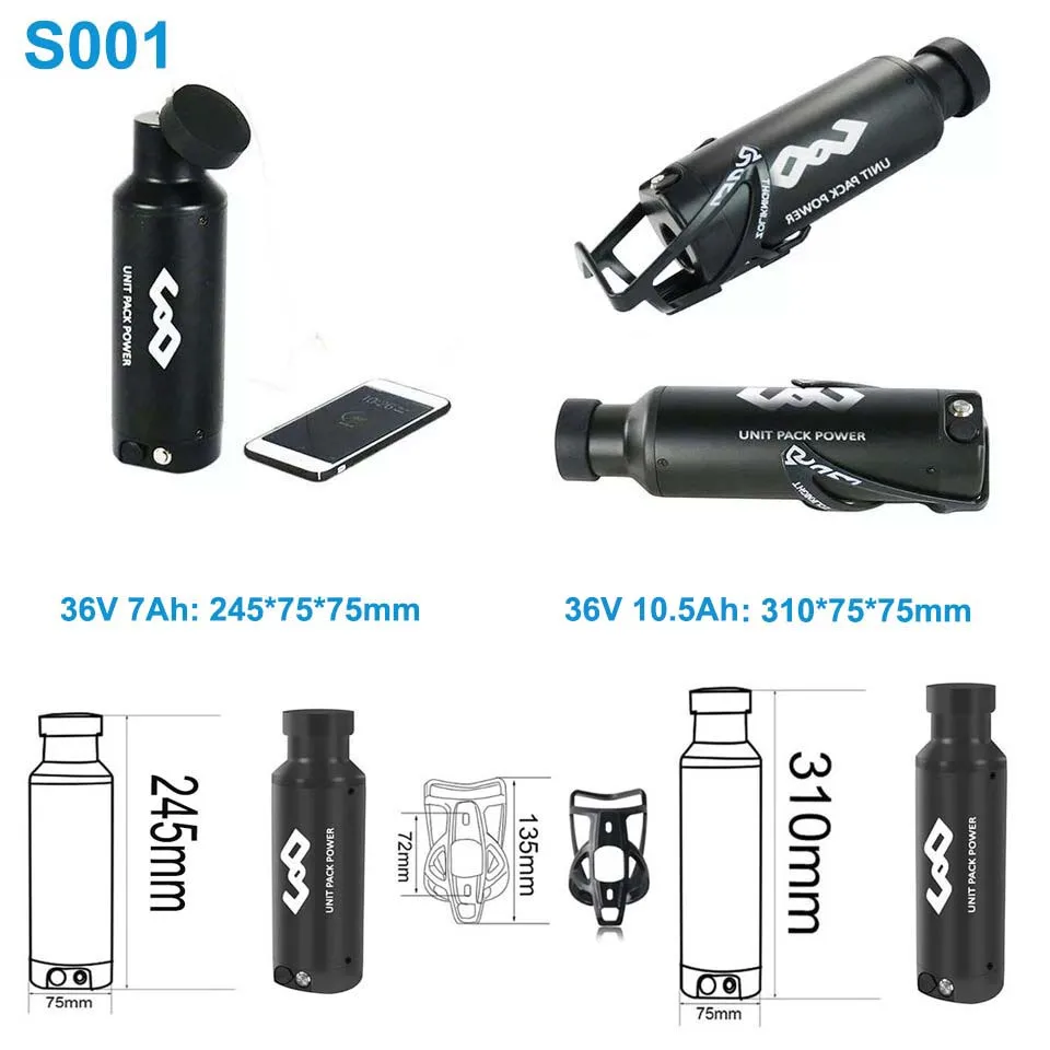 36V 10.5Ah Mini Bottle Battery 48V 7Ah Bicycle Batteries Pack With Sanyo/LG Cell for 750W 500W 350W 250W Bafang TSDZ2 Motor