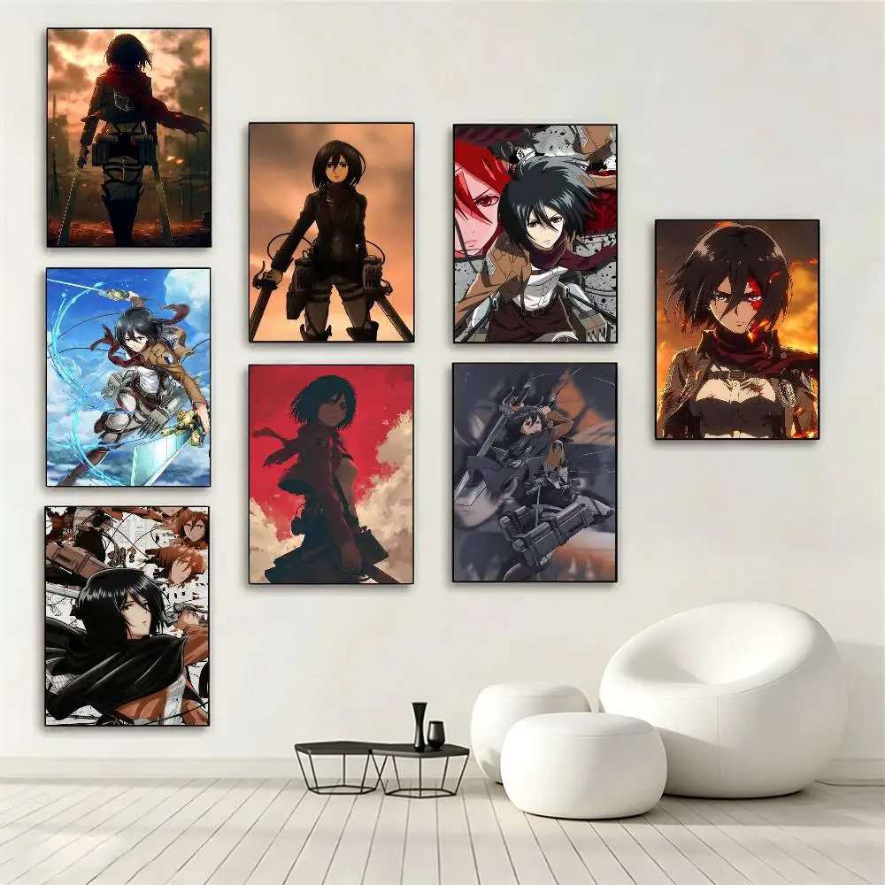 Attack on Titan Mikasa Ackerman  Poster High Quality Dorm Living Room Aesthetic Wall Decoration Painting Stickers Gift