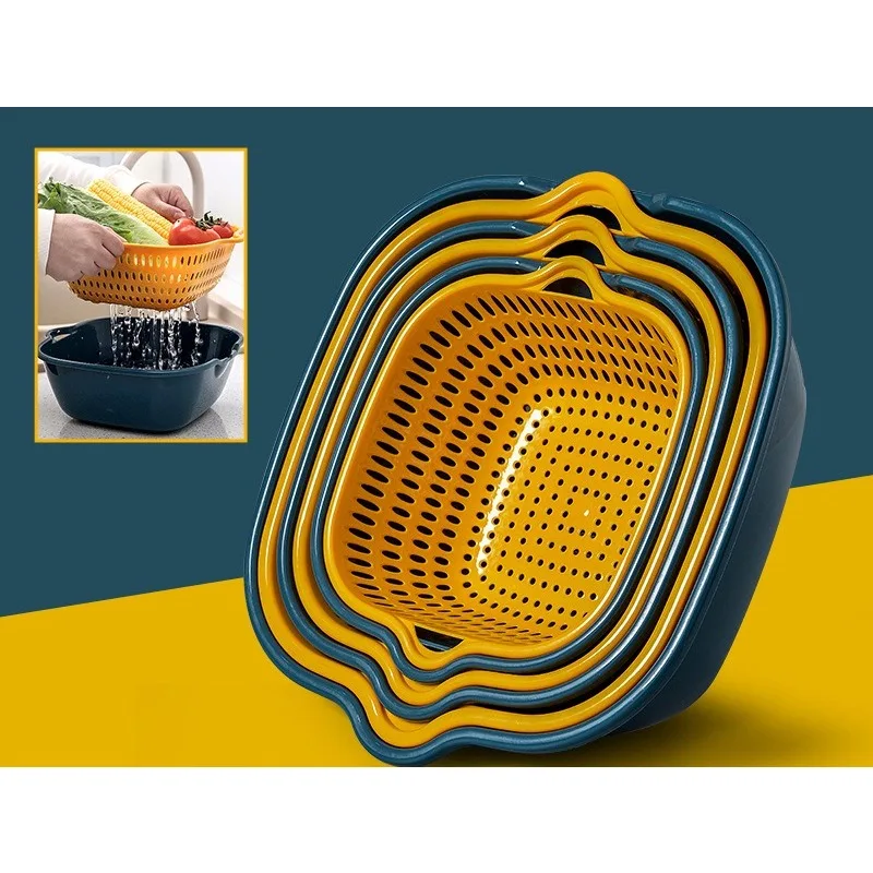 

Fruit basket Double functional basket Fruit basket Kitchen household drain Multifunctional vegetable washing