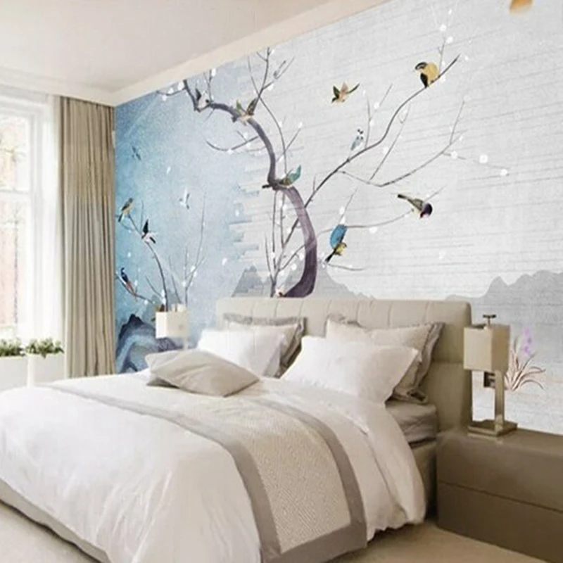 Simple new modern branch bird living room TV Luxurious home decoration bedroom background wall