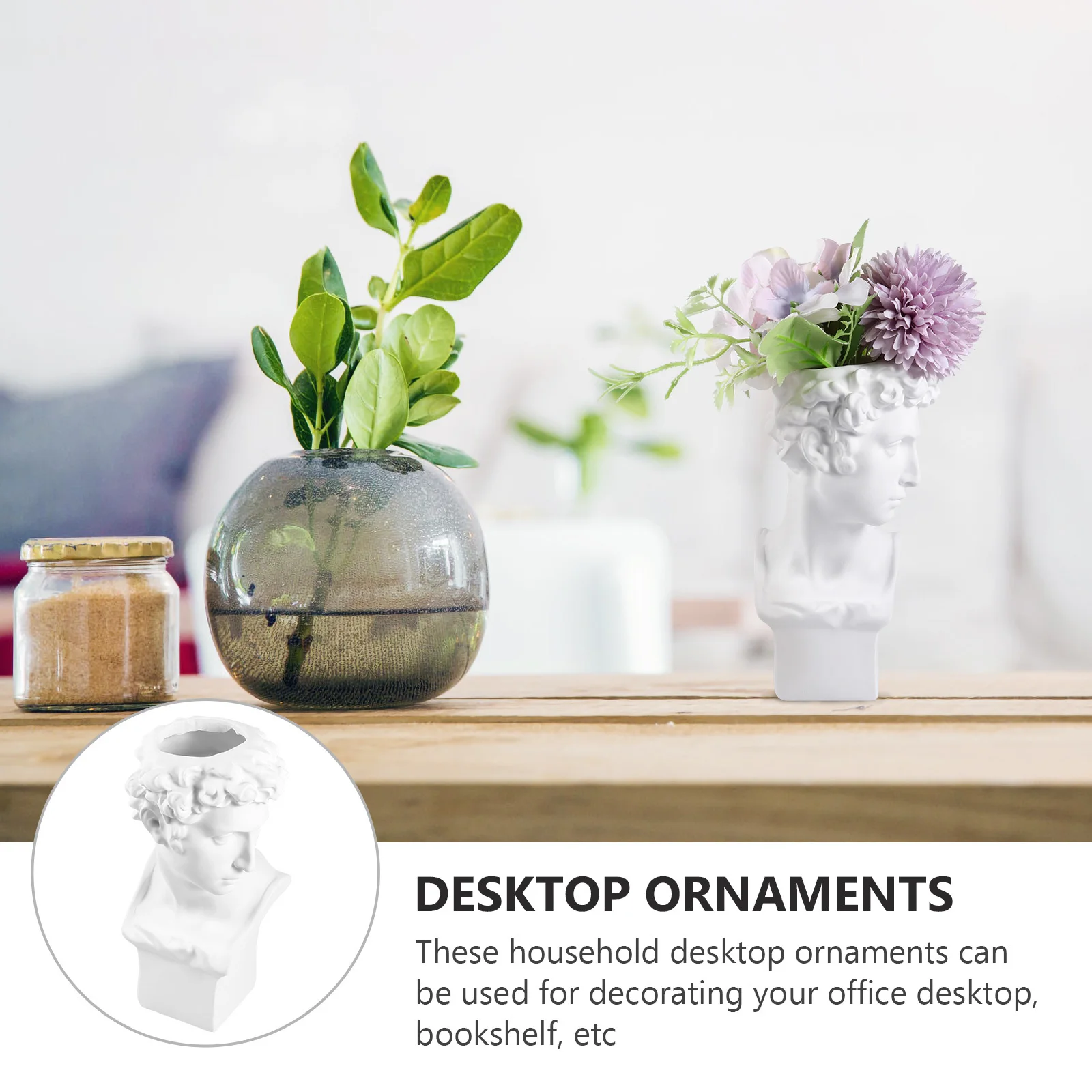 

1Pcs Resin Sculpture Vase Pastoral Planter Imitation Plaster Succulent Living Room Study Office Decor