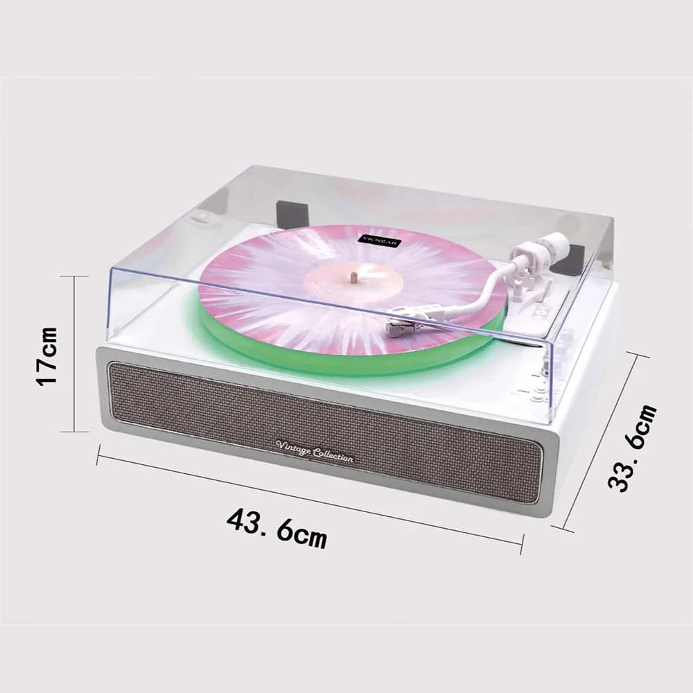 Retro-Schallplattenspieler, Phonograph, kabellos, Bluetooth, LDE-Lichteffekt, eingebauter Lautsprecher, AT 3600L, Stylus, Musik-Plattenspieler