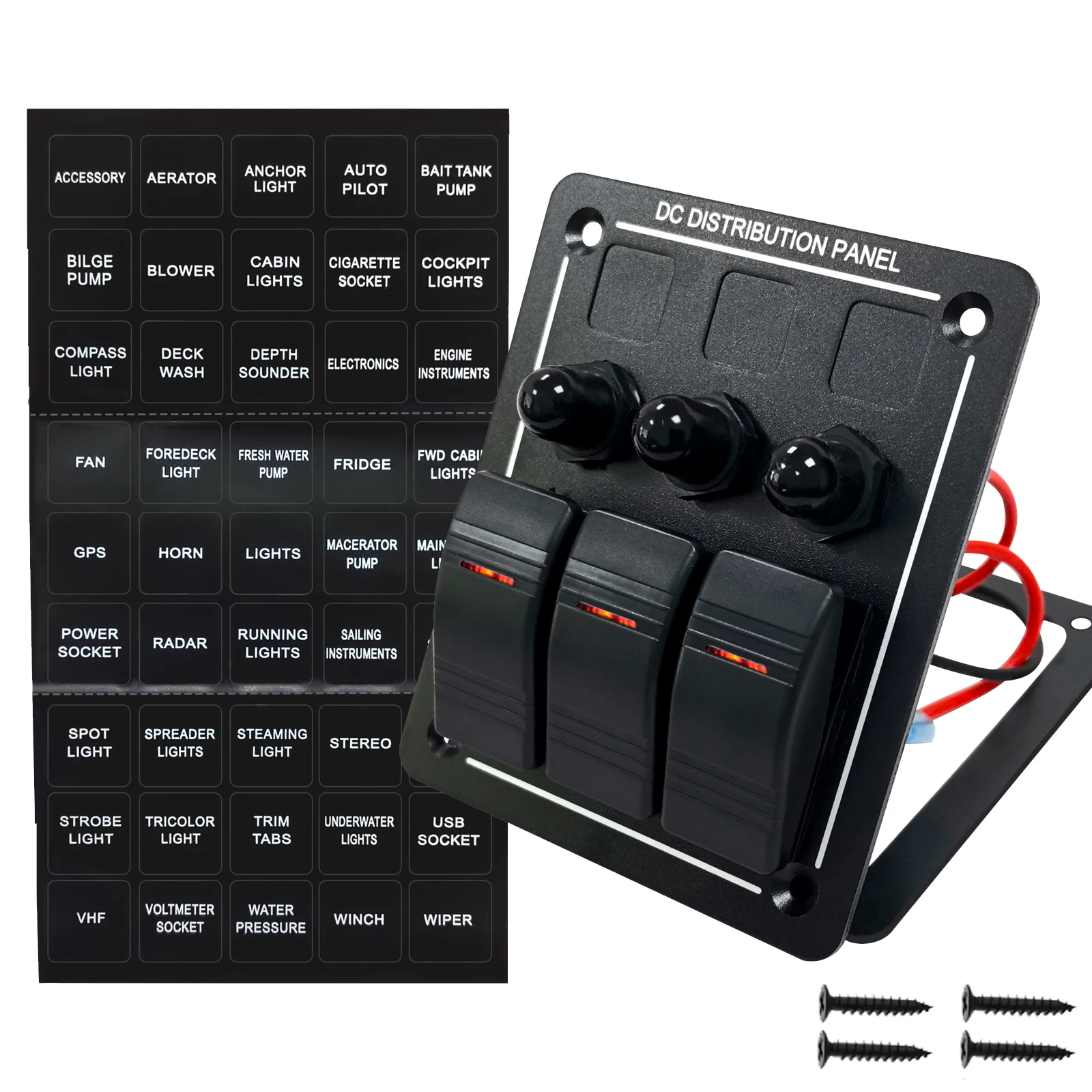 

12V 3 Gang Boat Rocker Switch Panel Marine Switch Panel Waterproof Marine Toggle Switch ON/OFF Circuit Breaker for Car RV Yacht