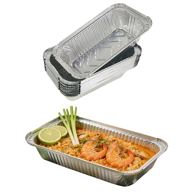 10/20/50PCS Disposable Aluminum Loaf Pans Foil Loaf Kitchen Baking DIY Cooking Food Tray BBQ Takeaway Boxes Home Outdoors