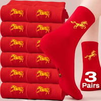 Year of the Horse Lucky Socks Zodiac Year Chinese Style Good Luck Red Cotton Mid-calf Step On Sock for Couples Christmas 2026