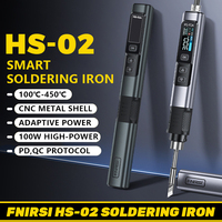 FNIRSI HS 02 Soldering Iron Smart Sleep IPS Color Display Screen 100-450℃ Soldering Rework Station PD100W Portable Repair Tool