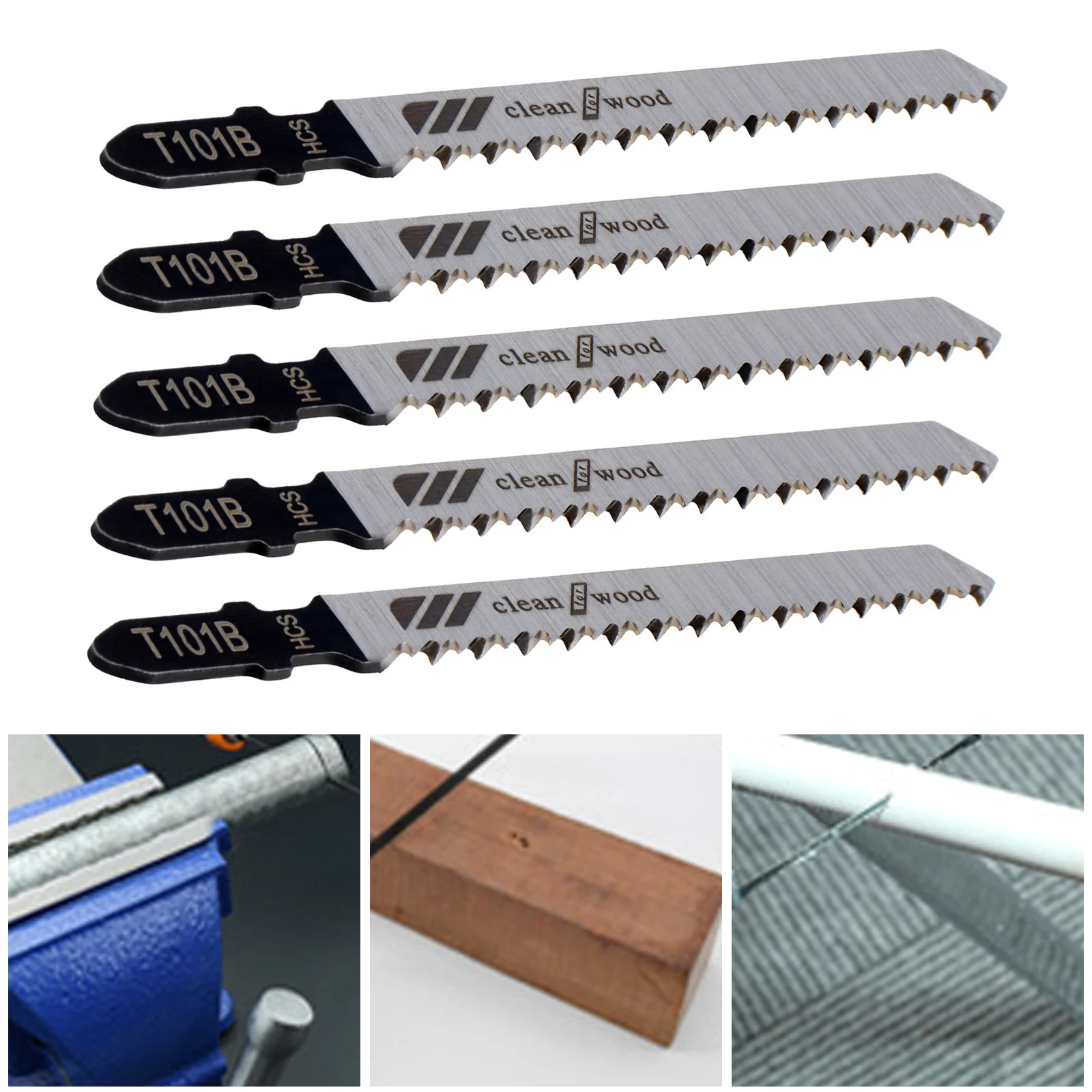 5pcs/lot T101B 100mm High-carbon Steel Reciprocating Saw Blades Straight Cutting Jig Saw for Woodworking / Plastic PVC