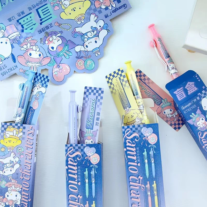 Sanrio Gel Pen Blind Box 12 stuks Kuromi Hellokitty Zwart 0.5mm Sneldrogend Neutrale Pen St Student Schoolbenodigdheden Briefpapier gift