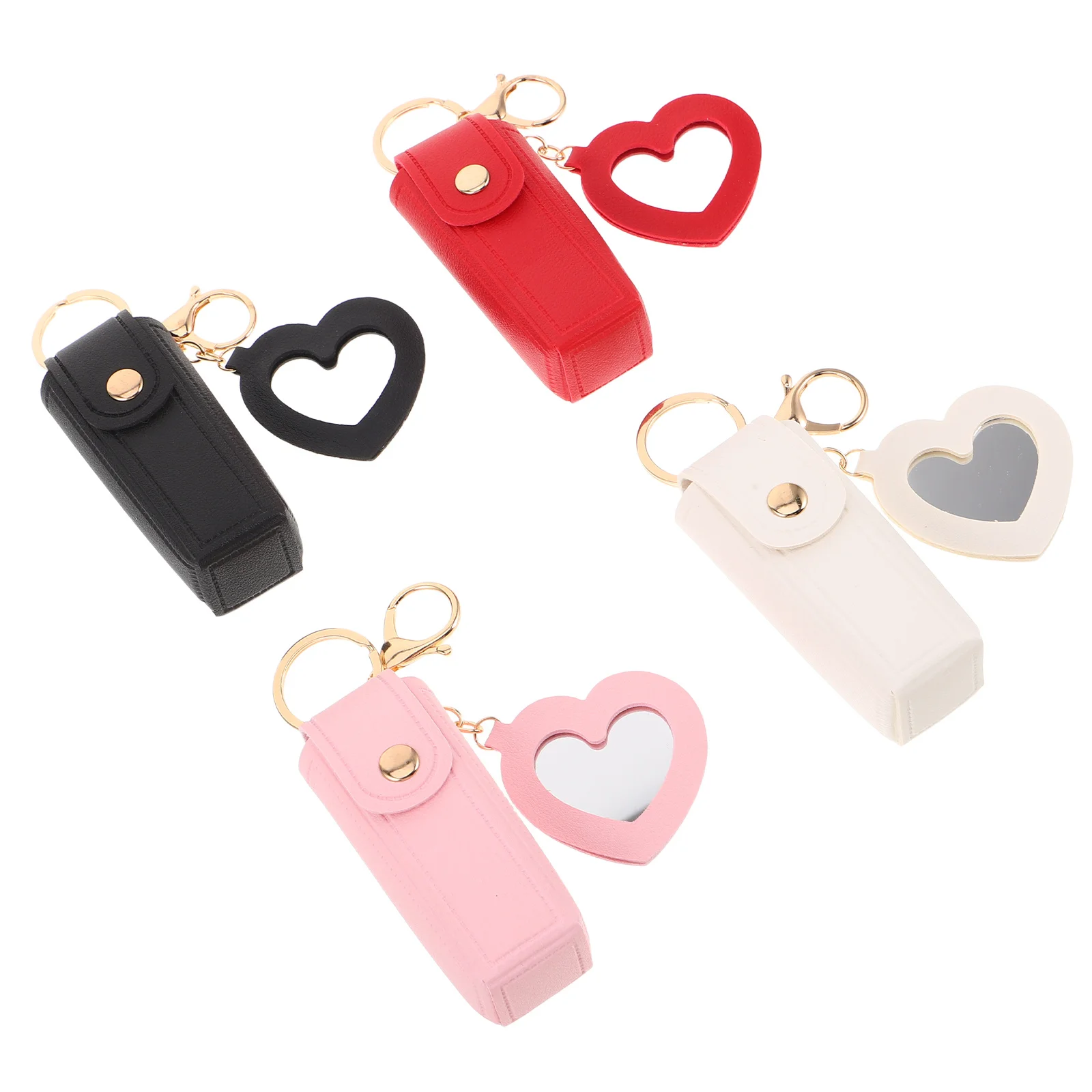 

4Pcs Mini PU Lipstick Case Portable Organizer Keychain Travel Makeup Bag Small Lip Gloss Holder Lipstick Pouch
