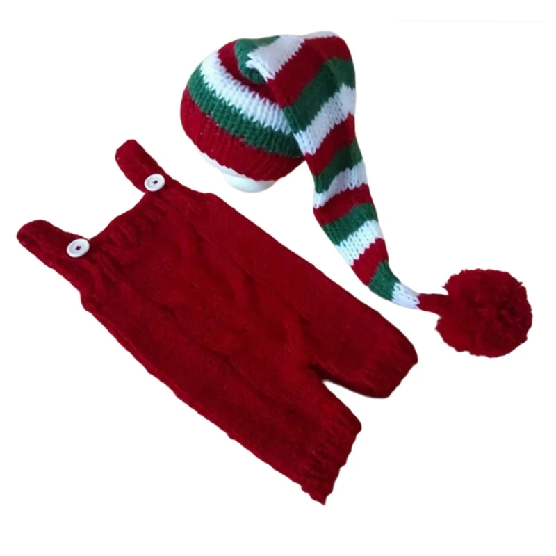 

Baby Photography Costume Clothing Stripe Hat Romper Christmas Photo Props