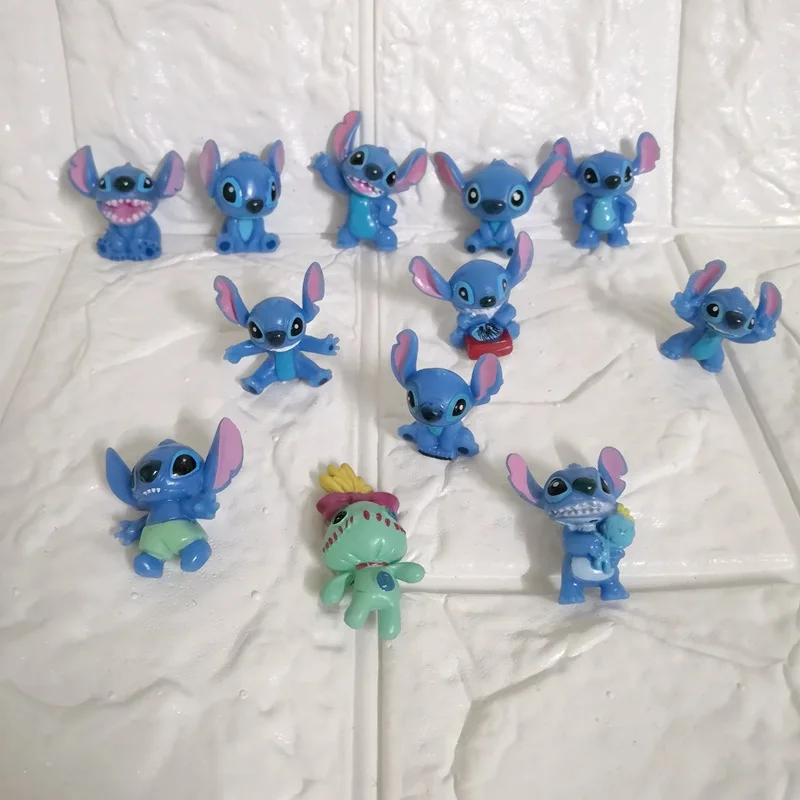 3Cm 12Pcs Action Toy Figures Lilo Stitch Doll Mini Stitch Figure Micro Landscape Doll Decor Kawaii Toys Christmas Gifts