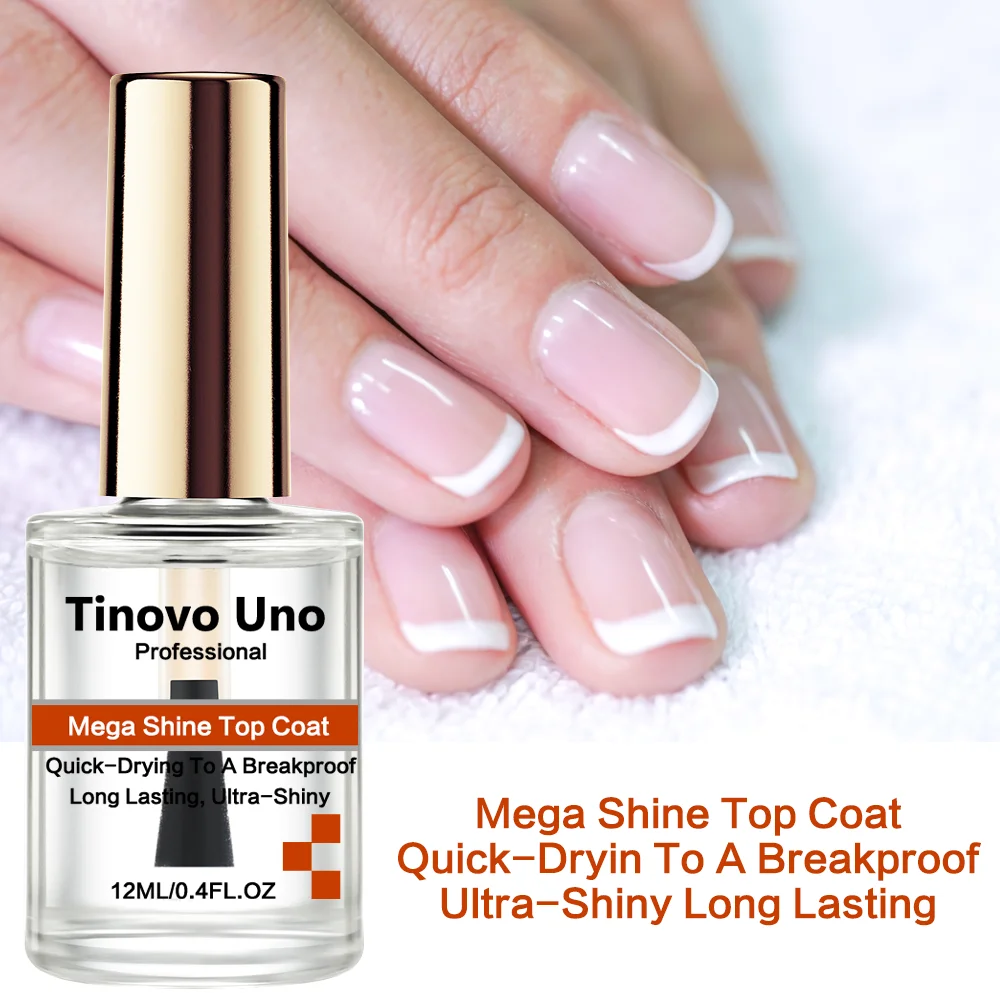 Tinovo Uno Mega Shine Top Coat Ultra Glans Nagelverharder Regelmatige Normale Nagellak Langdurige Reparatie Dunne Broze Nagels Kunst