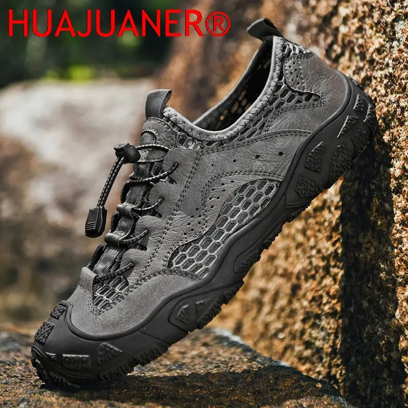 Zapatos de senderismo de malla transpirable para hombre, zapatos antideslizantes para exteriores, zapatos de escalada de Trekking duraderos, zapatillas cómodas de moda para hombre