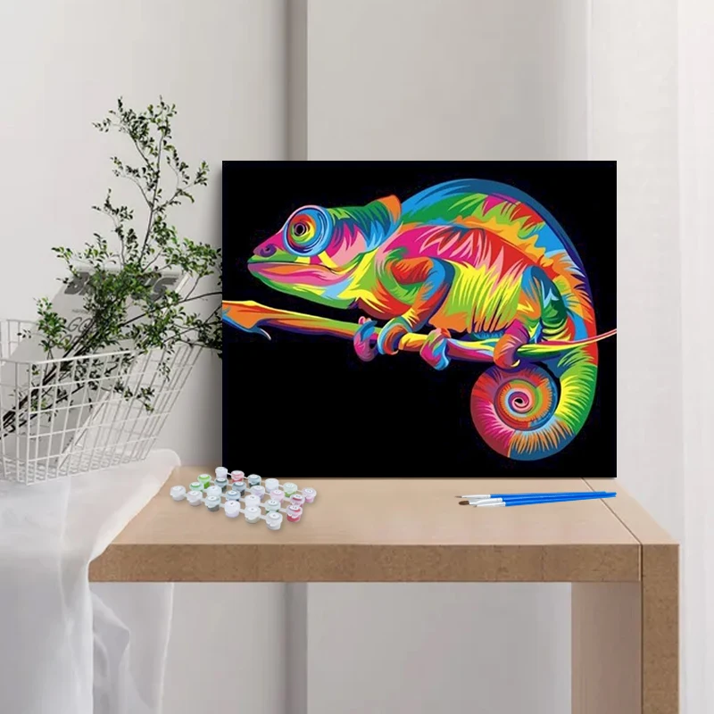 CHENISTORY Painting By Number Colorful Animal For Adults Picture By Numbers Acrylic Paint On Canvas DIY Frame Home Decoration