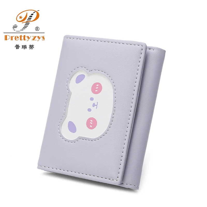 Brand Designer Cute bear Small Three Fold Wallets For Women Soft PU Leather Card Holder Purse Ladies  Fashion Purses Female