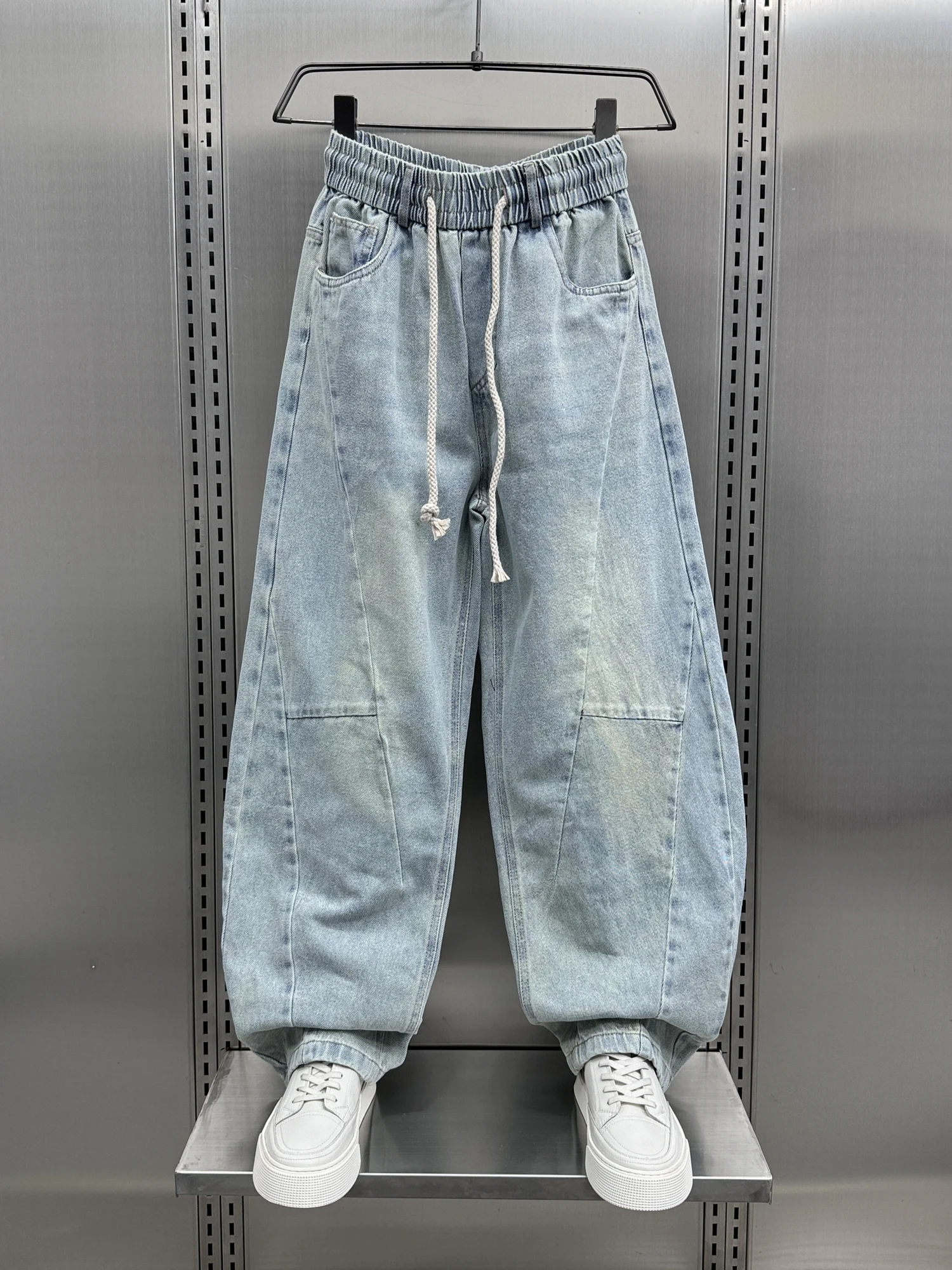 

Свободные прямые брюки в стиле ретро с американской талией, мужские джинсовые джинсы, весенняя новинка, модная городская одежда