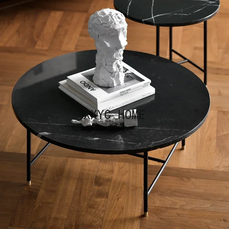 Imported Modern Simple Nordic Marble Surface round Side Table Tea Table Combination