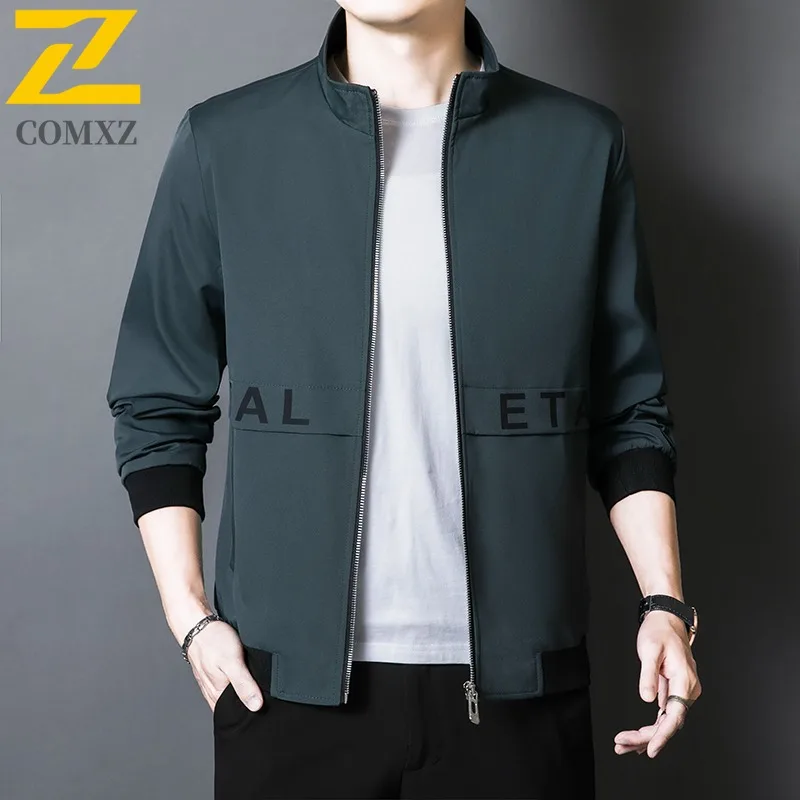 

COMXZ 2025 Spring Autumn New Men Jacket Spring and Autumn Slim Fit Stand Collar Business windproof Coat lightweight windbreaker