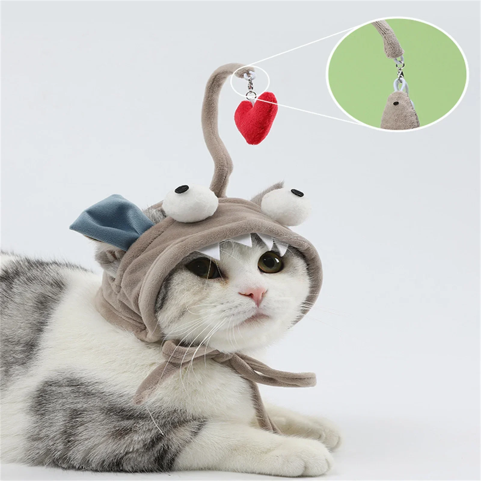 Pet Cat Teaser Toy Head Mounted Cat Headgear Interactive Self-Service Adjustable Size Cat Hat Feather Toy