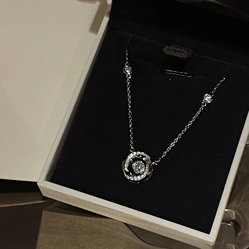 Collana rotonda in argento sterling 925 con ciondolo a forma geometrica semplice da donna, girocollo, regalo di compleanno per gli amici, gioielli squisiti