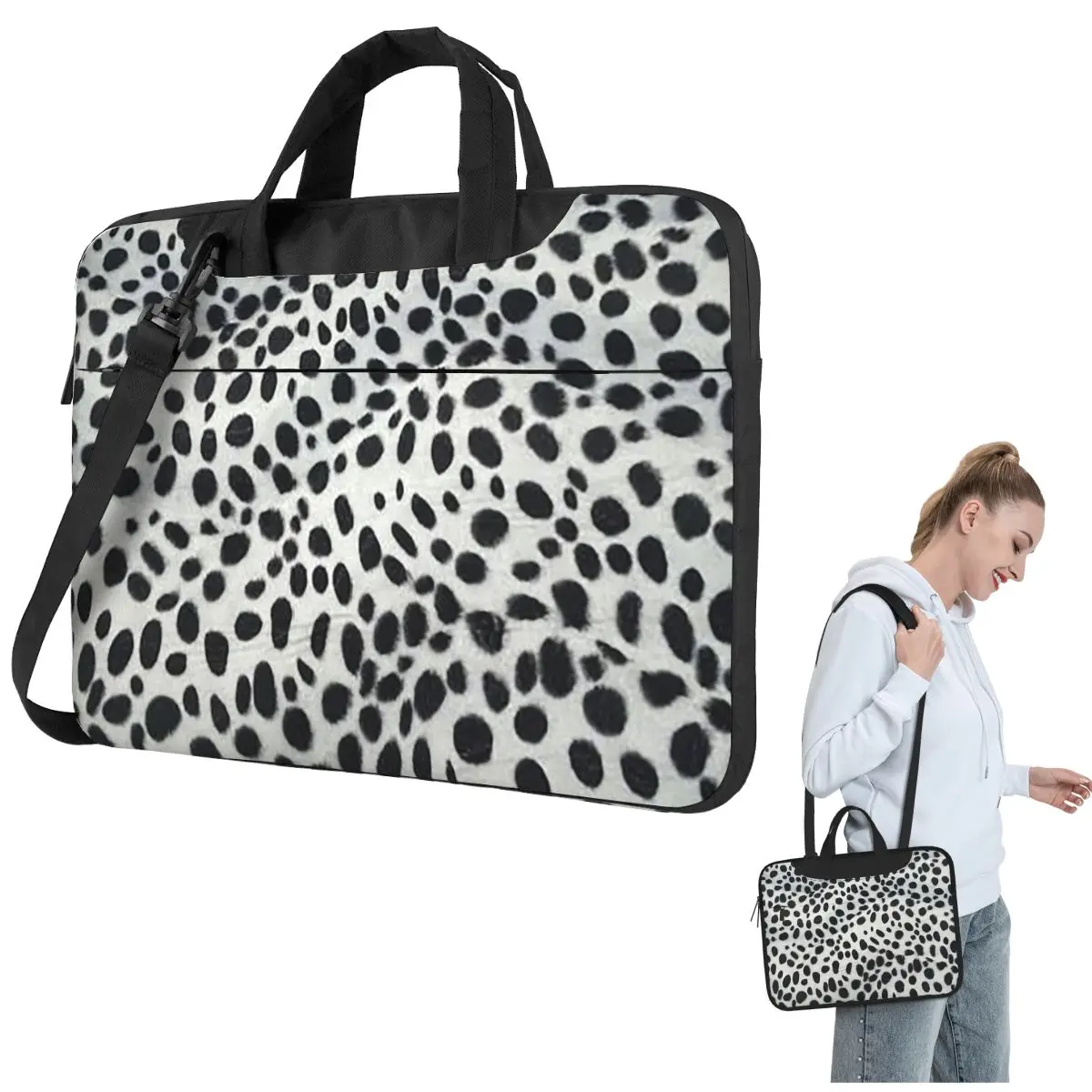 Dalmatian Dog Texture Crossbody Laptop Bag Case Computer Bag 13 14 15.6 Inch Notebook Pouch for Macbook Pro