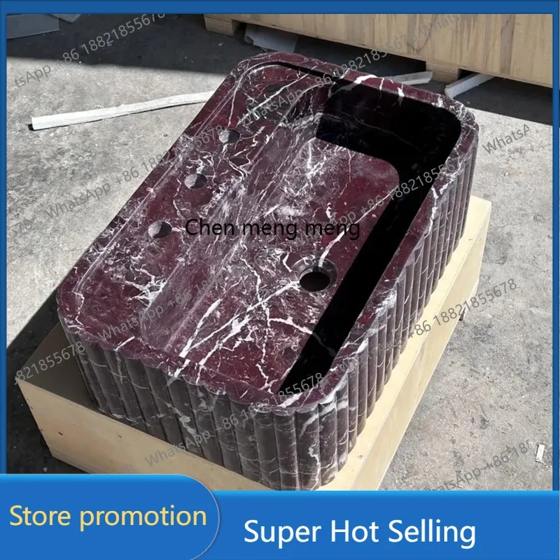 

A17 Wabi Sand Wind Light Luxury Natural Travertine Platform Basin Bathroom Hotel Washbasin Creative Marble