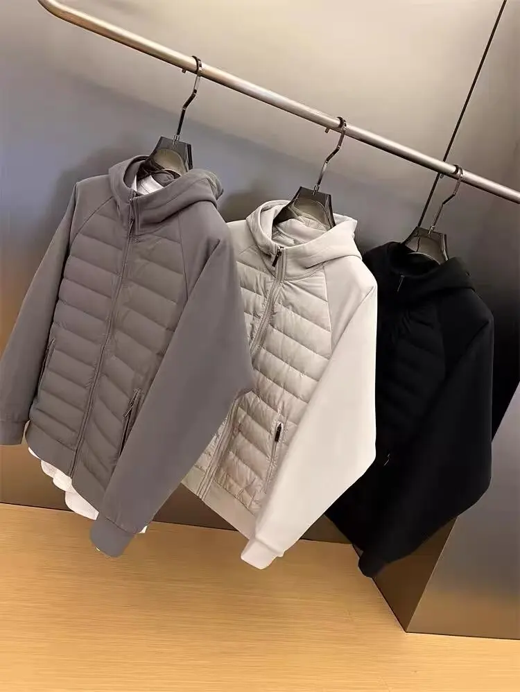 Winter New Men's Lightweight Casual Hooded Jacket Versatile Splicing Couple's Windproof and Cold Proof Cotton Jacket