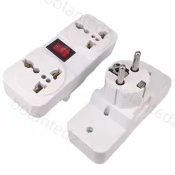 White Portable 250V 6/10A universal travel adaptor socket Europe extension socket power converter plug with on off light switch