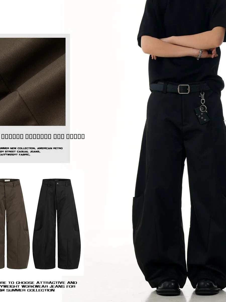 

High Waist Wide Leg Knife Pleat Work Pants Women's Spring Autumn Casual Straight Leg Trousers Design Sensation Loose Fit