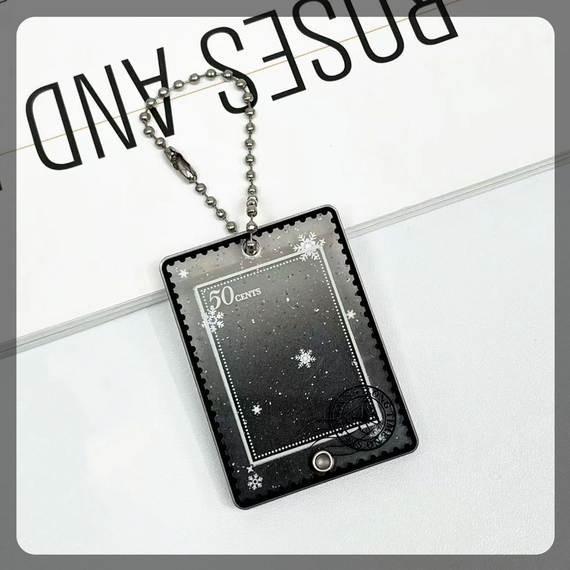Creative Stamps Photo Frame Keychain Acrylic 1 Inch Photo Card Holder Organizer Idol Photo Storage Pendant Slide Card Case