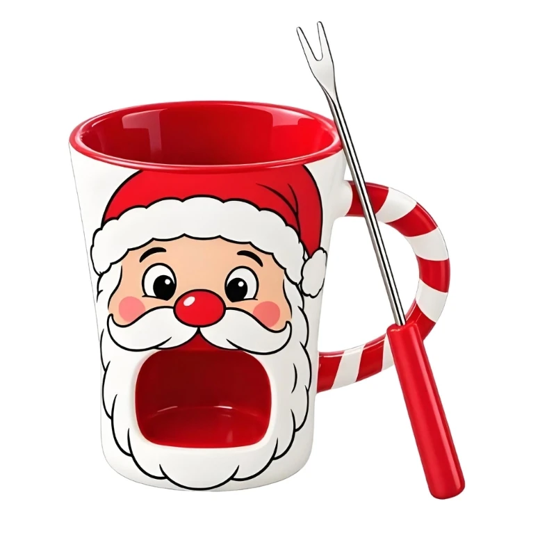 Holiday Cup for Hot Chocolate, Tea, Coffee, Juice, and Milk with Santa Styling for Kitchen Beverage Stations and Christmas 55KF