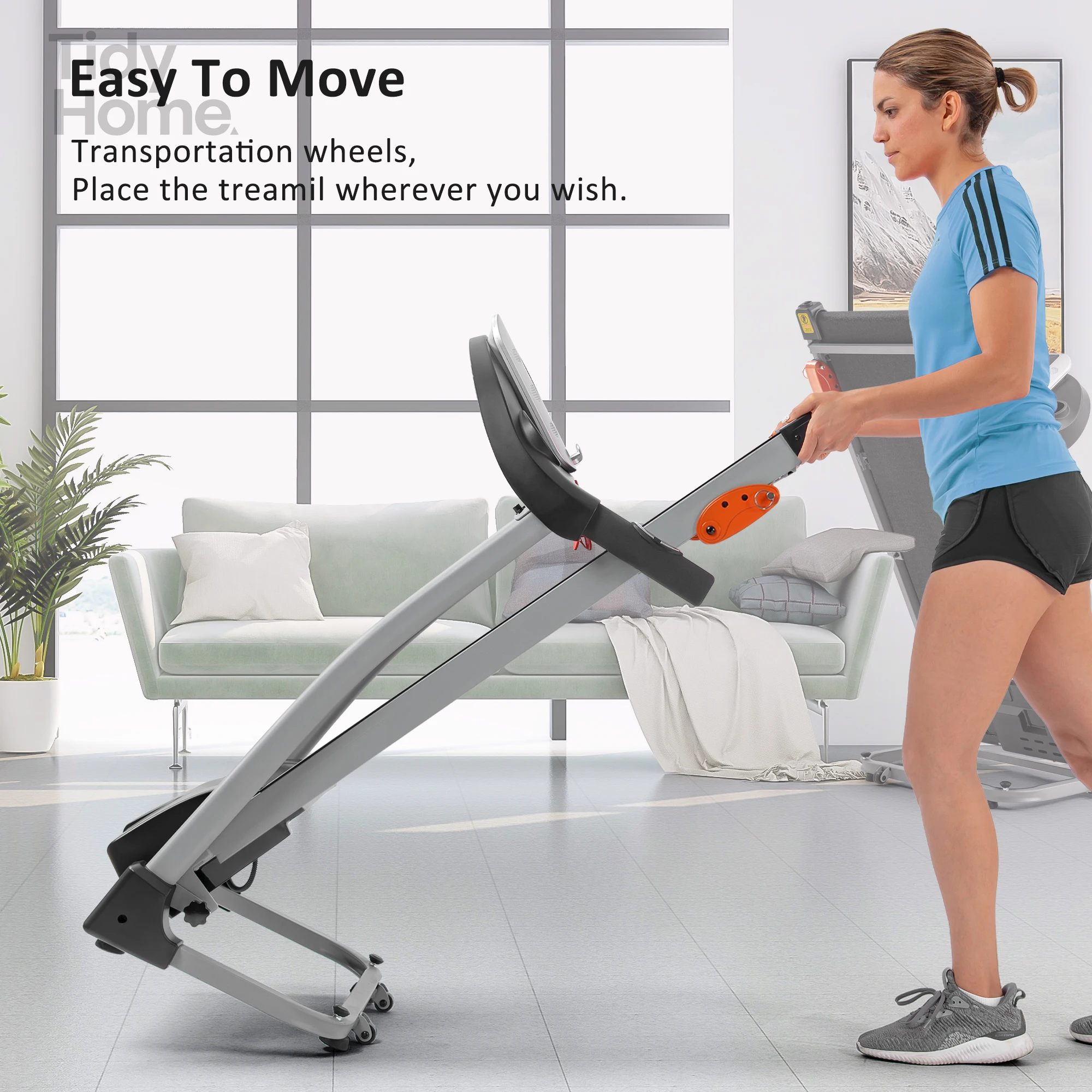 Easy to Folding Treadmill for Home Use, 2.5HP Electric Running,Jogging & Walking Machine with Device Holder & Pulse Sensor,black