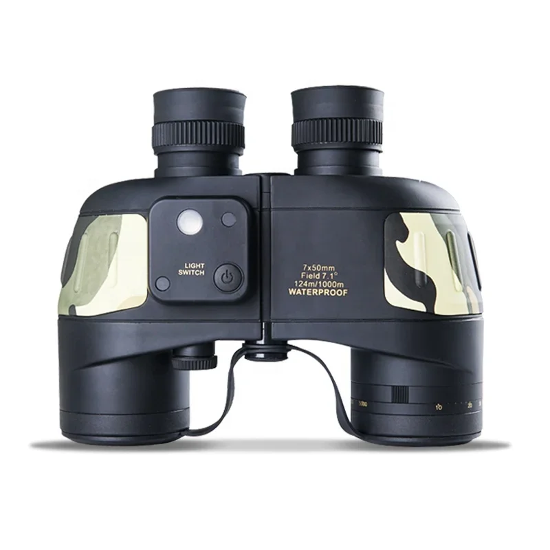 Professional waterproof 7X50 long range hunting binoculars with compass rangefinder telescope