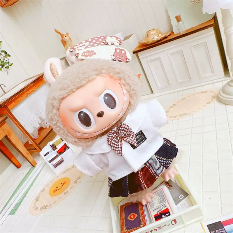17cm Cute Mini Plush Doll\'s Clothes Outfit Accessories For Korea Kpop Exo Labubu Idol Dolls JK Uniform Jacket Clothing DIY Gift