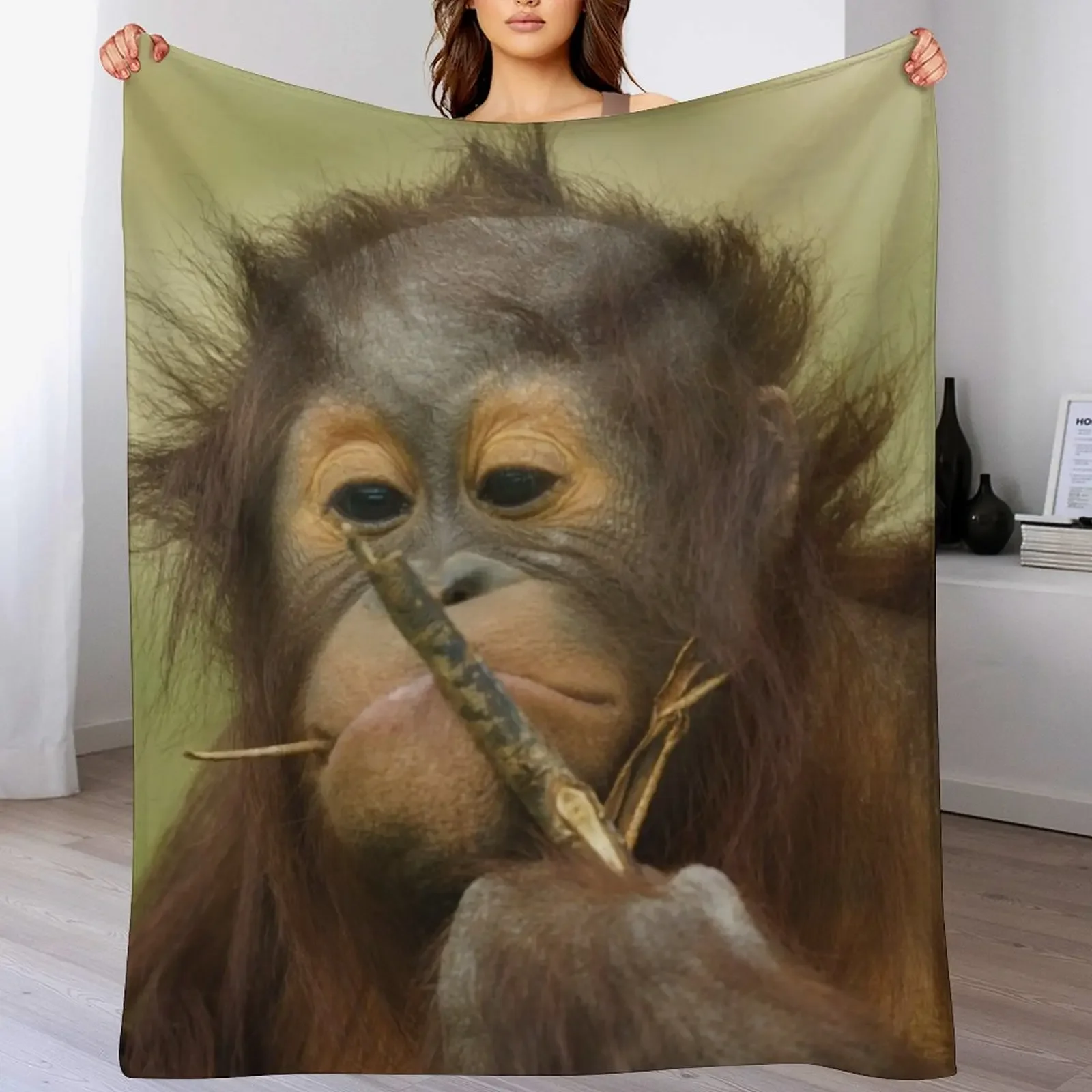 Funny Orangutan Baby Girl Throw Blanket bed plaid Bed Fashionable Decorative Throw Sofa Blankets