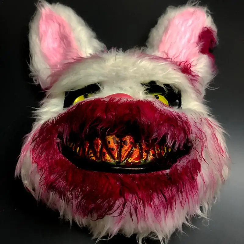 2020 Plush Bunny Mask Scary Masks Durable Realistic Bloody Simulation Rabbit Headgear Performance Prop For Halloween Masquerades