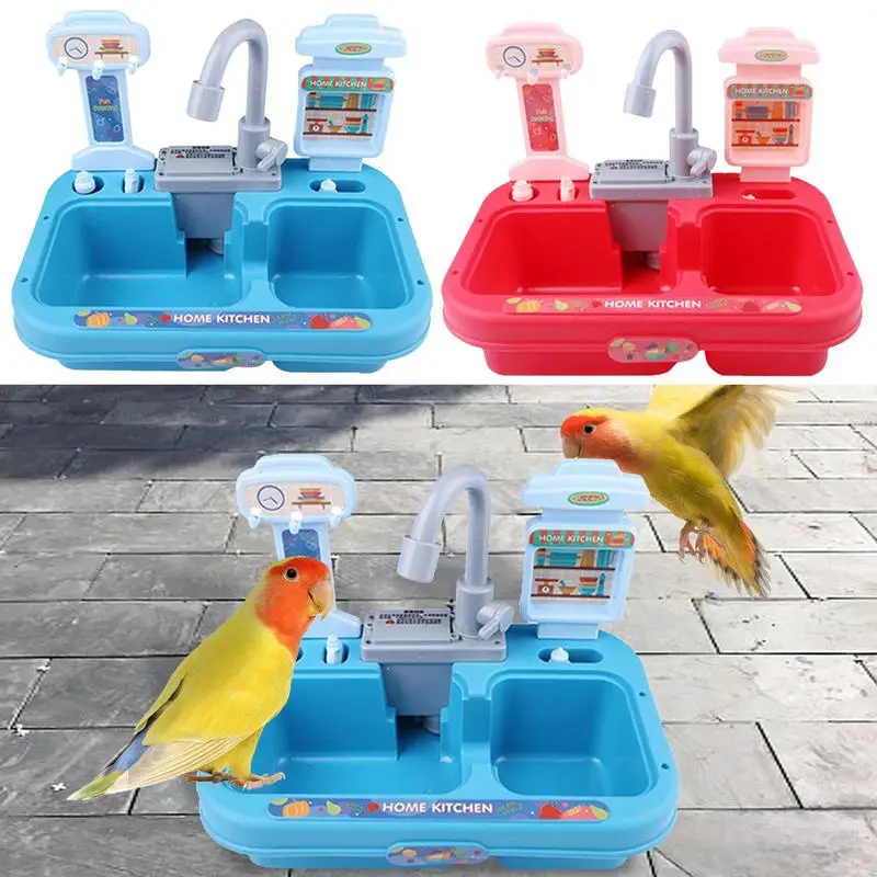 Bird Bathtub Bird Bath Box Bird Bath Shower 180 degree Rotating Faucet Bath Tub Birdcage Accessories for Parakeet bird supplies