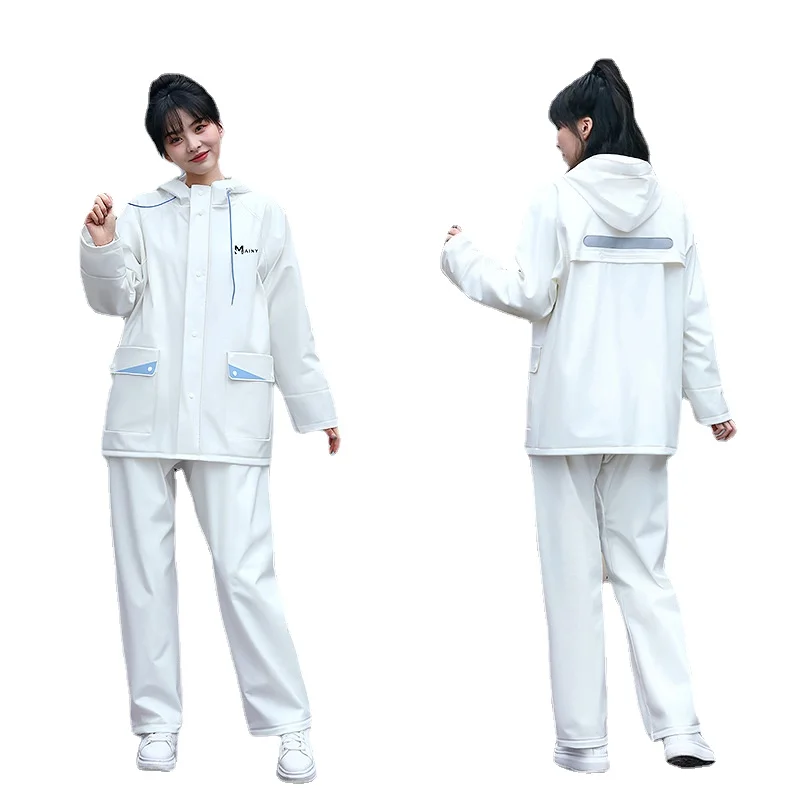 Women's Raincoat and Rain Pants Set: Waterproof, Breathable, and Reflective, Ideal for Rainy Work and Outdoor Activitie