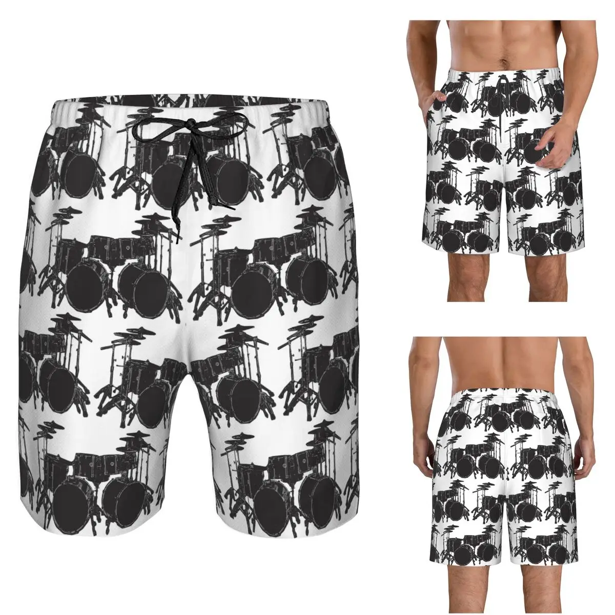 Drum Kit Trunks Beach Board Shorts Casual Quick Dry Swim Summer Men Pants